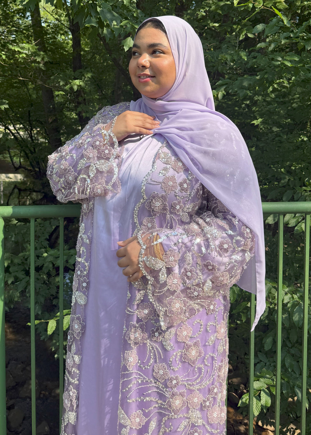 Lavender Garden Bloom Sequin Abaya