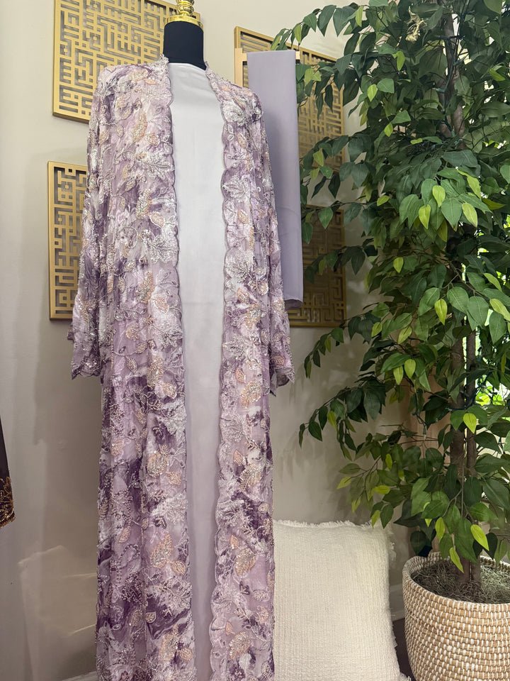 Whispering Lilac-Petals and Pearls Abaya Collection