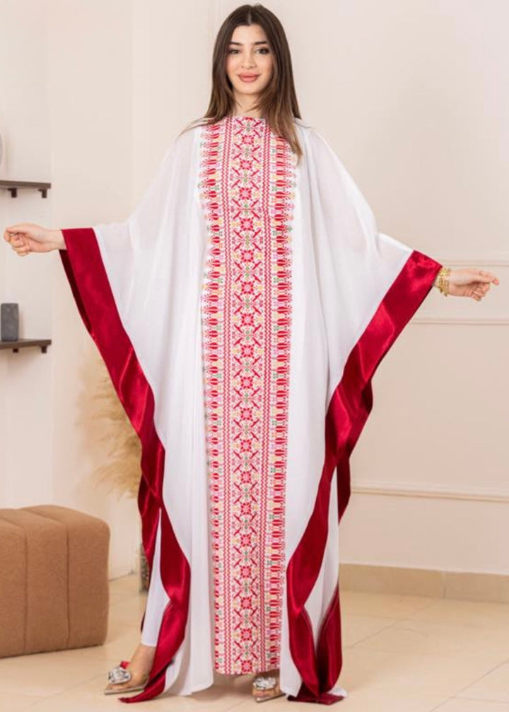 Sabeel Palestinian Draped Abaya – White