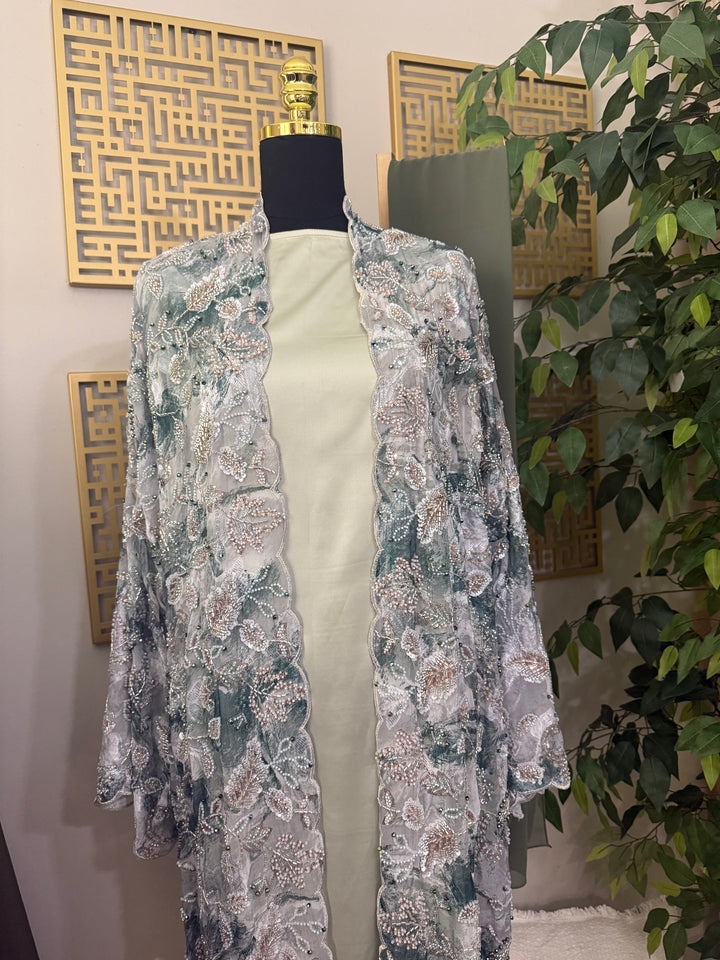 Sage Leaf- Petals and Pearls Abaya Collection