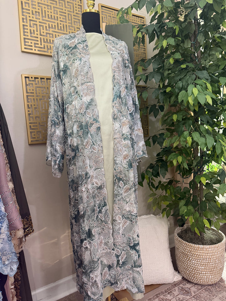 Sage Leaf- Petals and Pearls Abaya Collection