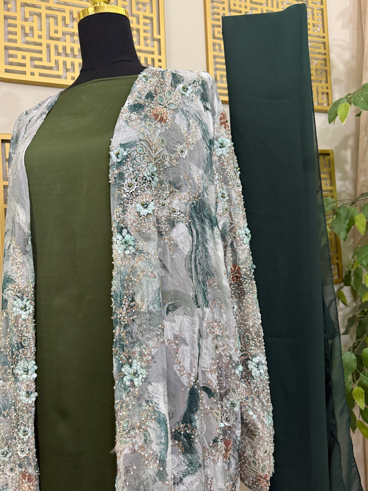 Petals and Shimmer in Emerald Bloom