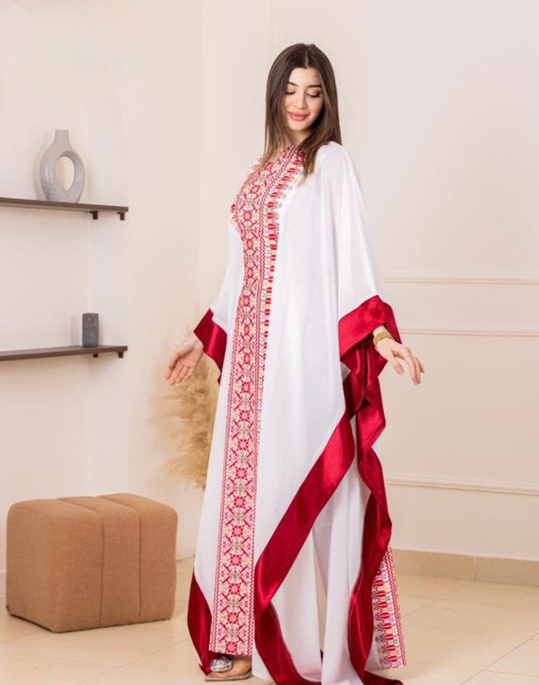 Sabeel Palestinian Draped Abaya – White