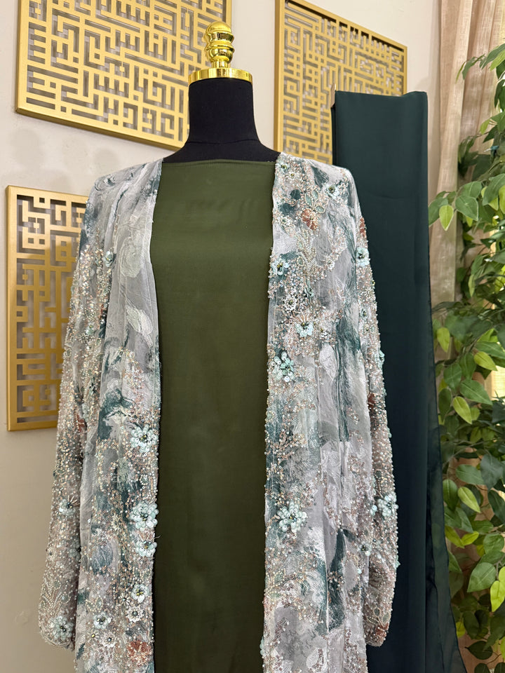 Petals and Shimmer in Emerald Bloom