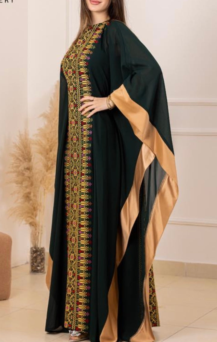 Sabeel Palestinian Draped Abaya – Forest Green