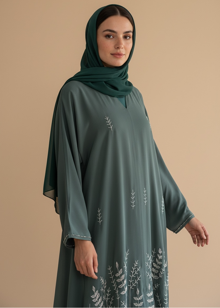 Layali Flowing Abaya - Sophisticated Sage Green