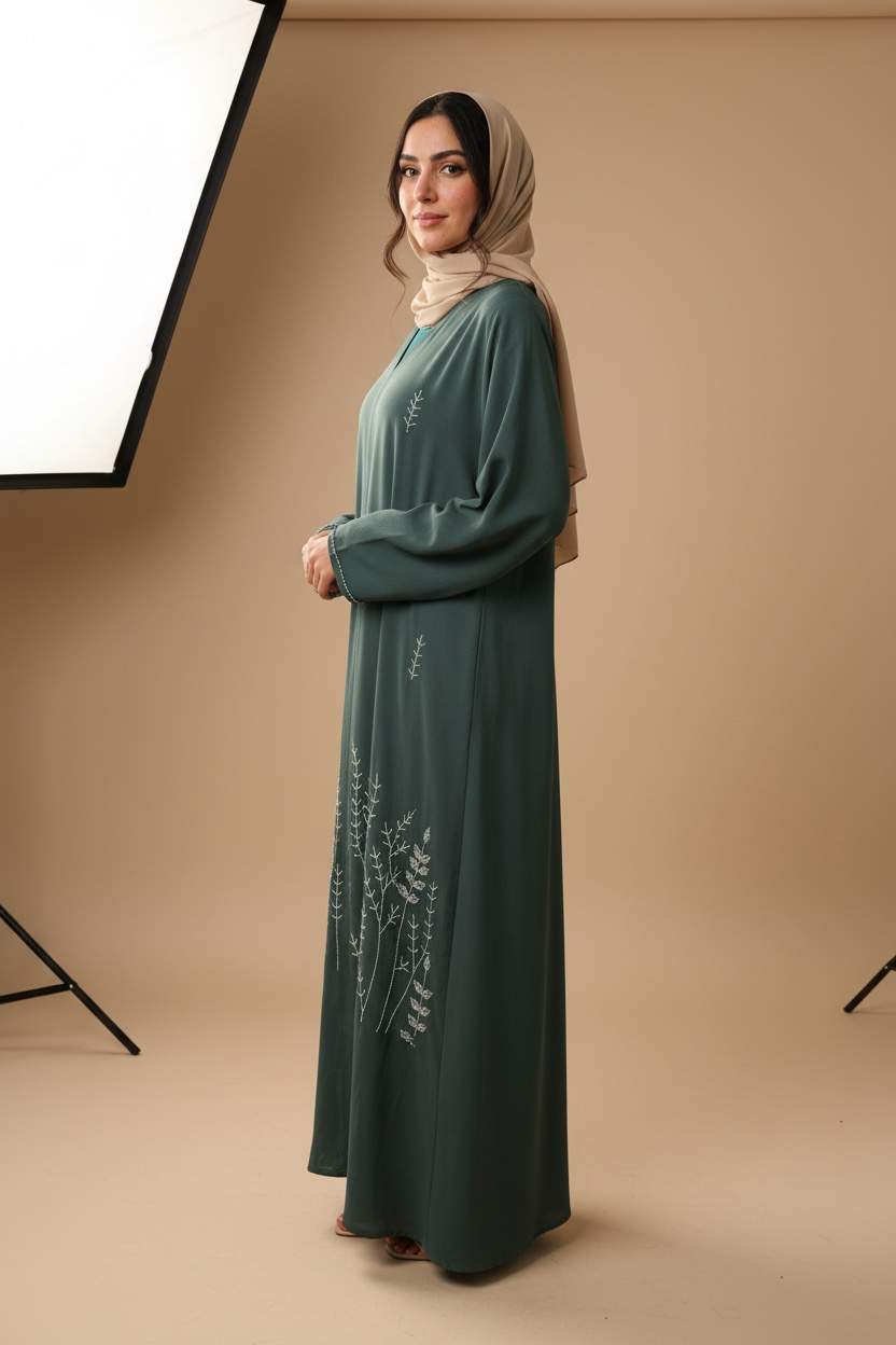 Layali Flowing Abaya - Sophisticated Sage Green