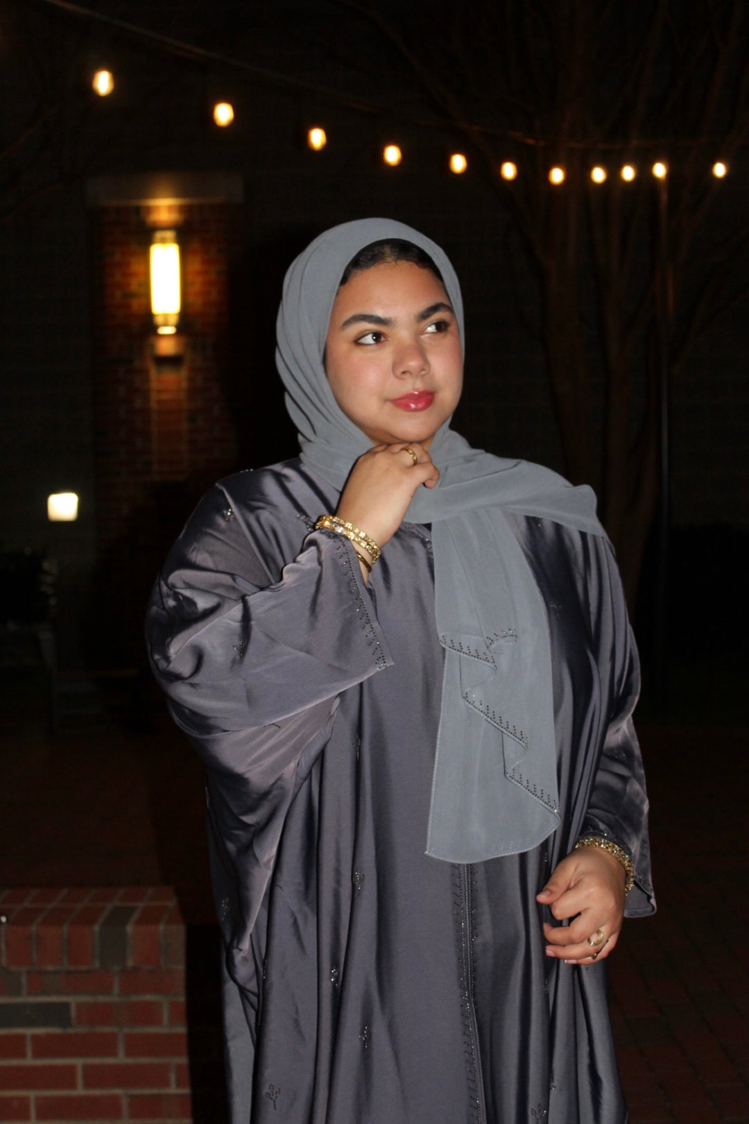 Layali Batwing Abaya - Smokey Grey