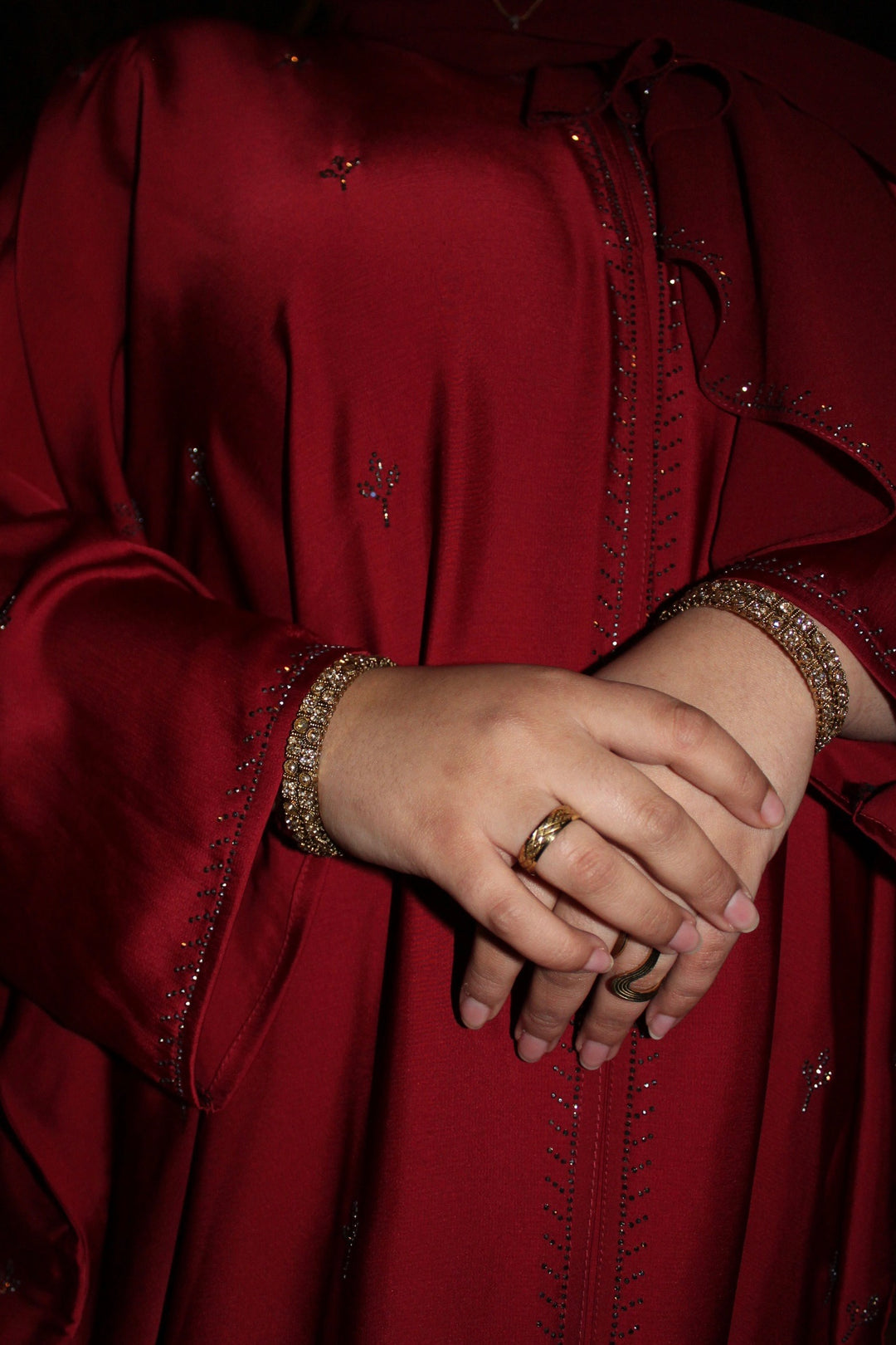 Layali Batwing Abaya - Pomegranate Red