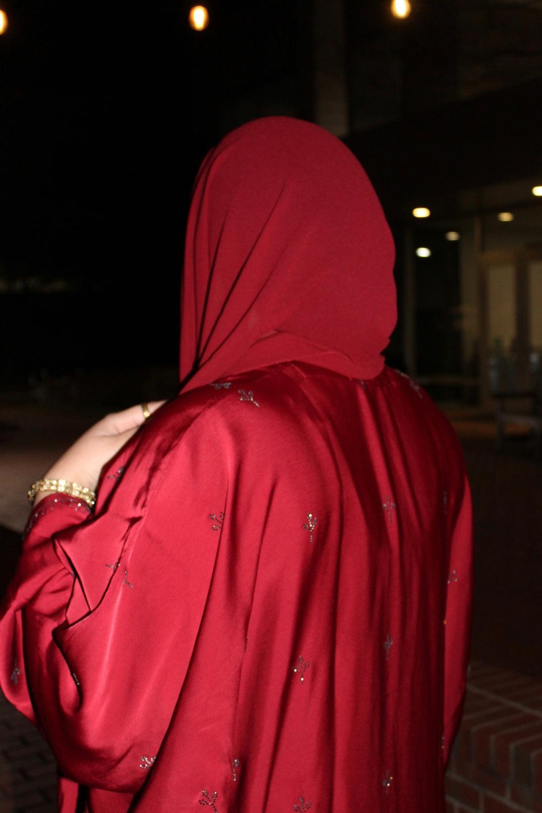 Layali Batwing Abaya - Pomegranate Red