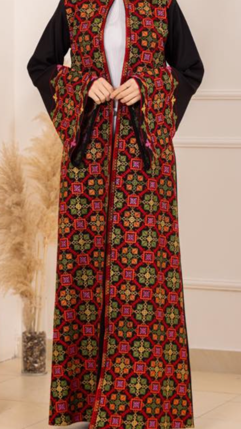Salma Palestinian Embroidered Abaya Black