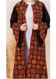 Salma Palestinian Embroidered Abaya Black