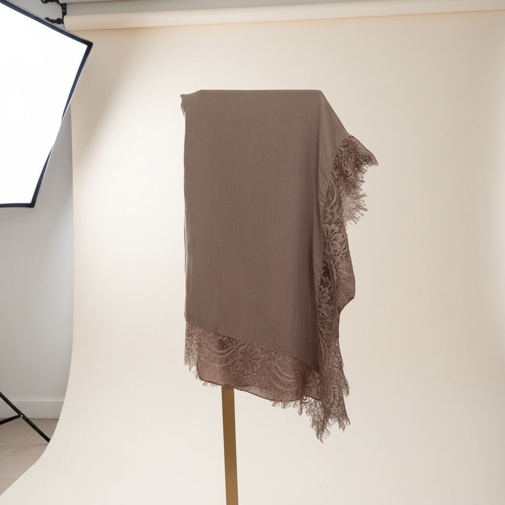 Better than Latte Cotton Modal Scarf Lace Trim