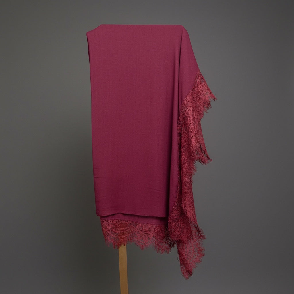 Berry Crush Cotton Modal Scarf Lace Trim