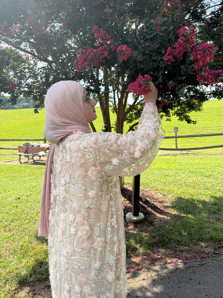 Pink Blush Garden Sequin Abaya