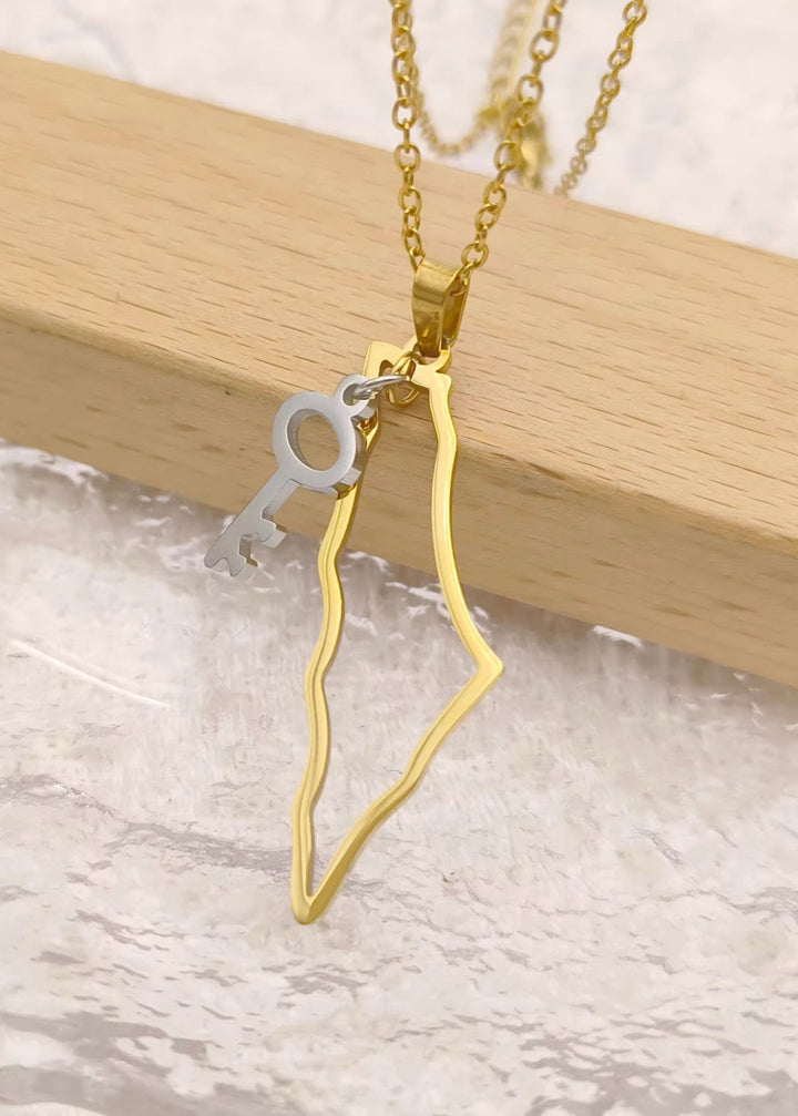 Palestine Map with Key Necklace