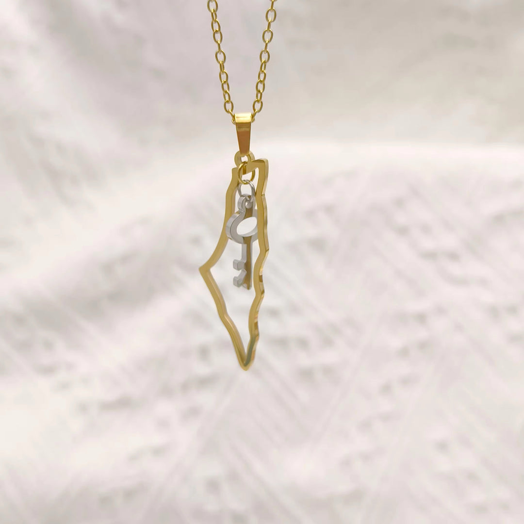 Palestine Map with Key Necklace