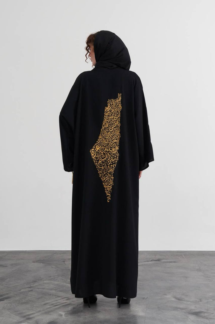 Gold Embroidered Pali Map Abaya