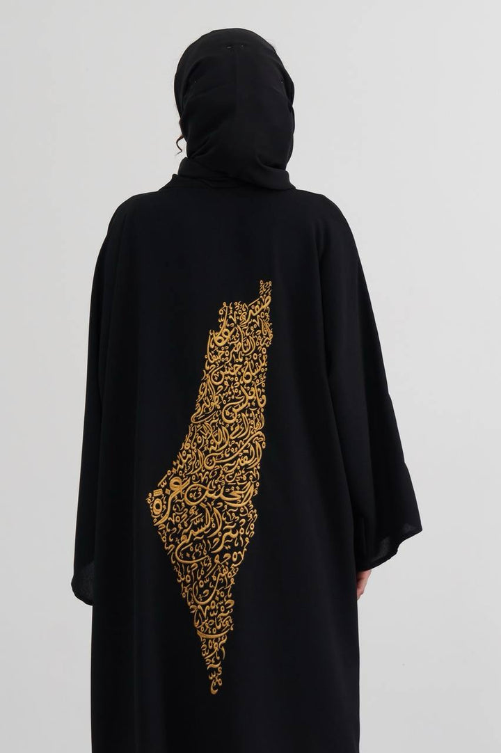 Gold Embroidered Pali Map Abaya