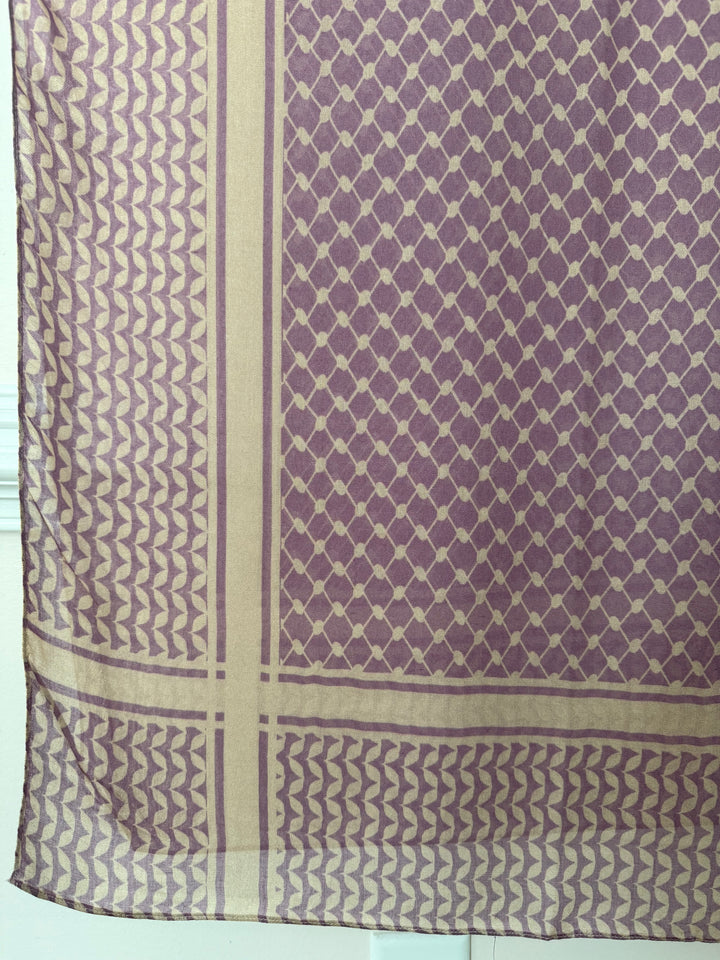 Mauve Kuffiyeh Print Cotton Modal Scarf