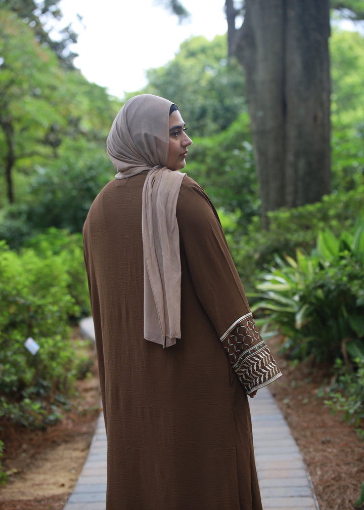 Mocha Brown Watermelon Kuffiyeh Abaya