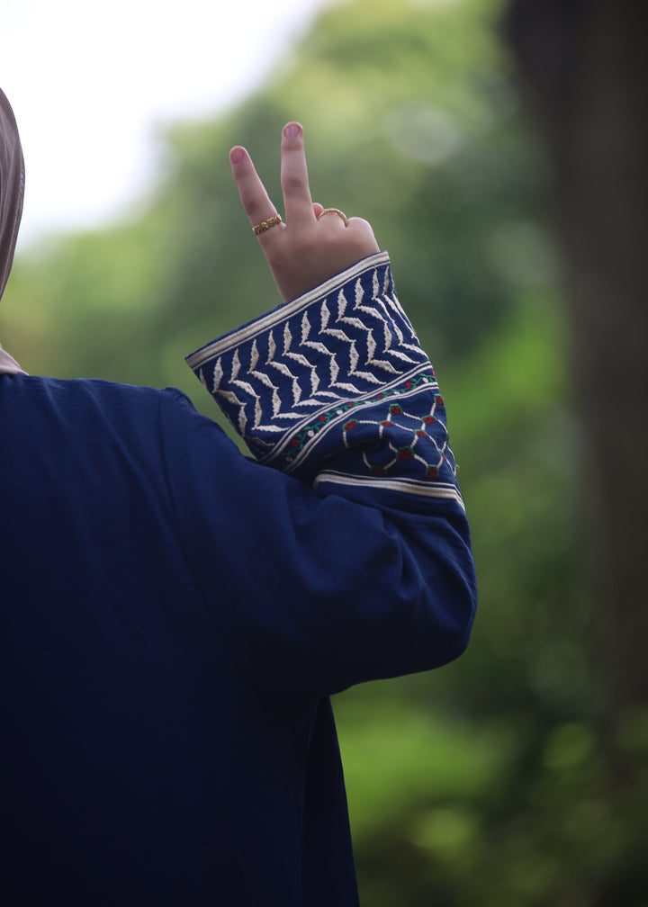 Royal Blue Watermelon Kuffiyeh Abaya