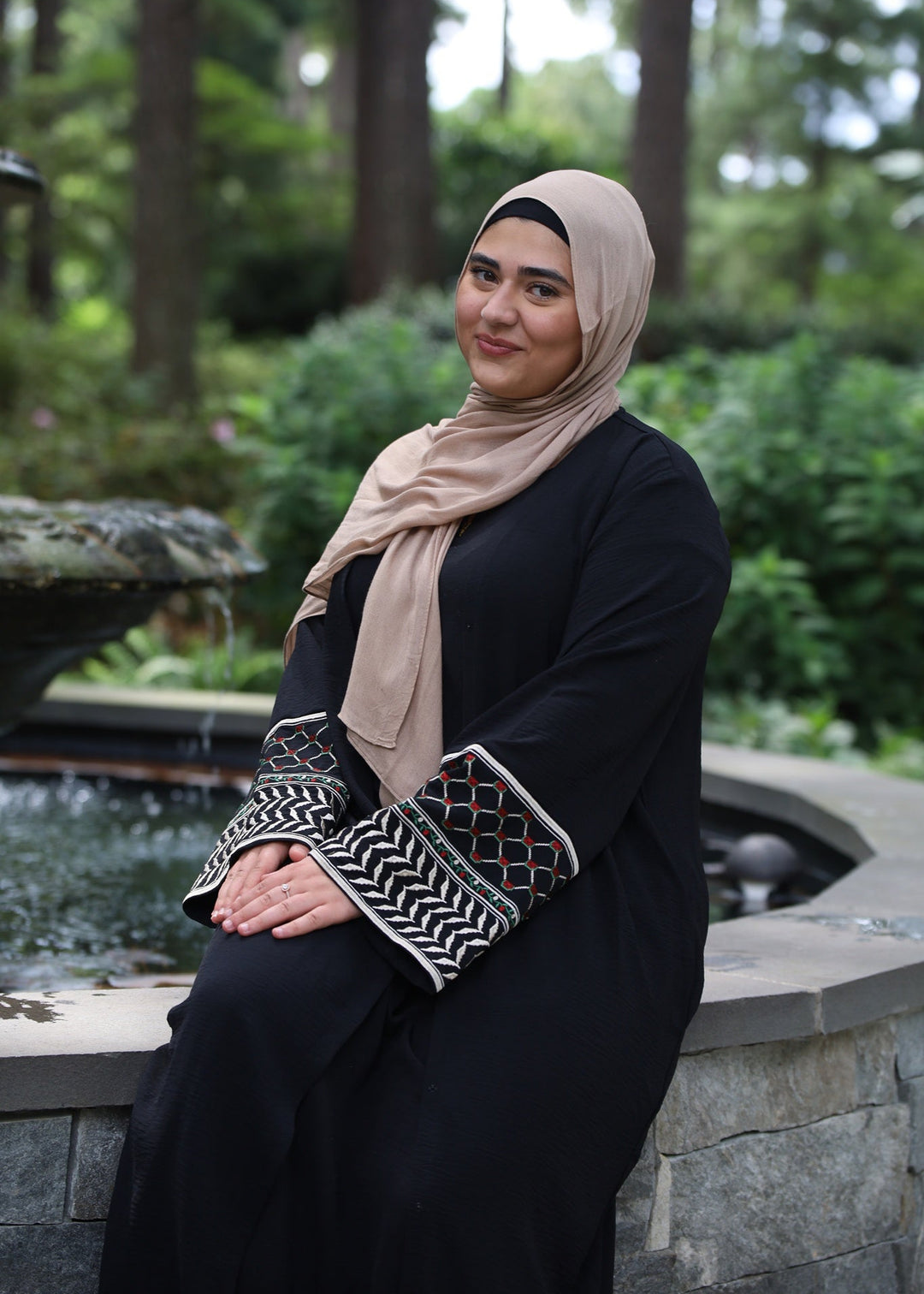 Black Watermelon Kuffiyeh Abaya