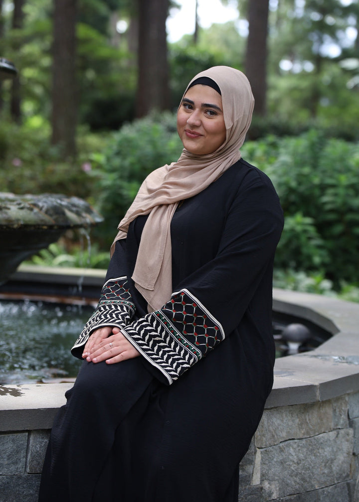 Black Watermelon Kuffiyeh Abaya