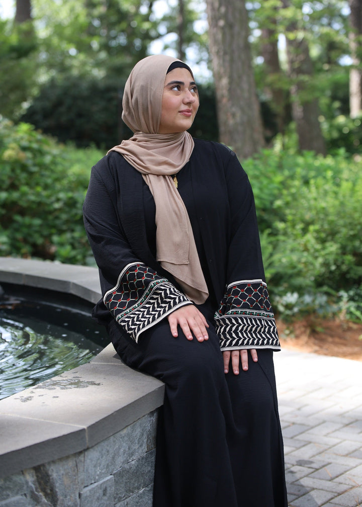 Black Watermelon Kuffiyeh Abaya