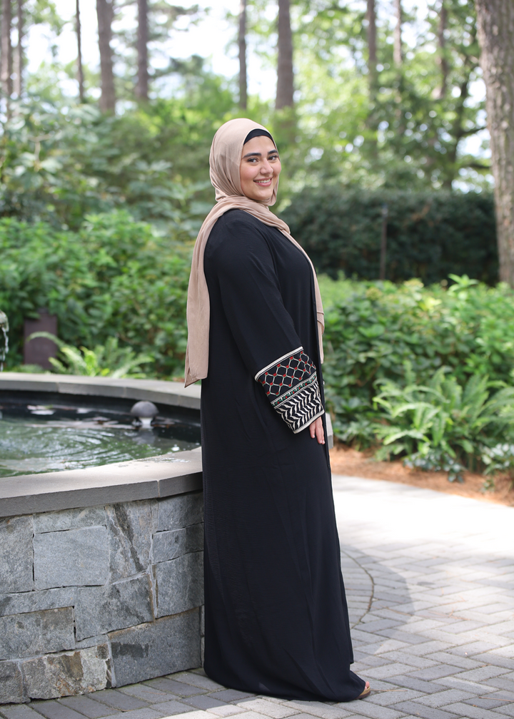 Black Watermelon Kuffiyeh Abaya
