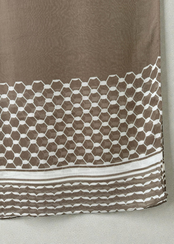 Khaki Kuffiyeh Print Cotton Modal Scarf