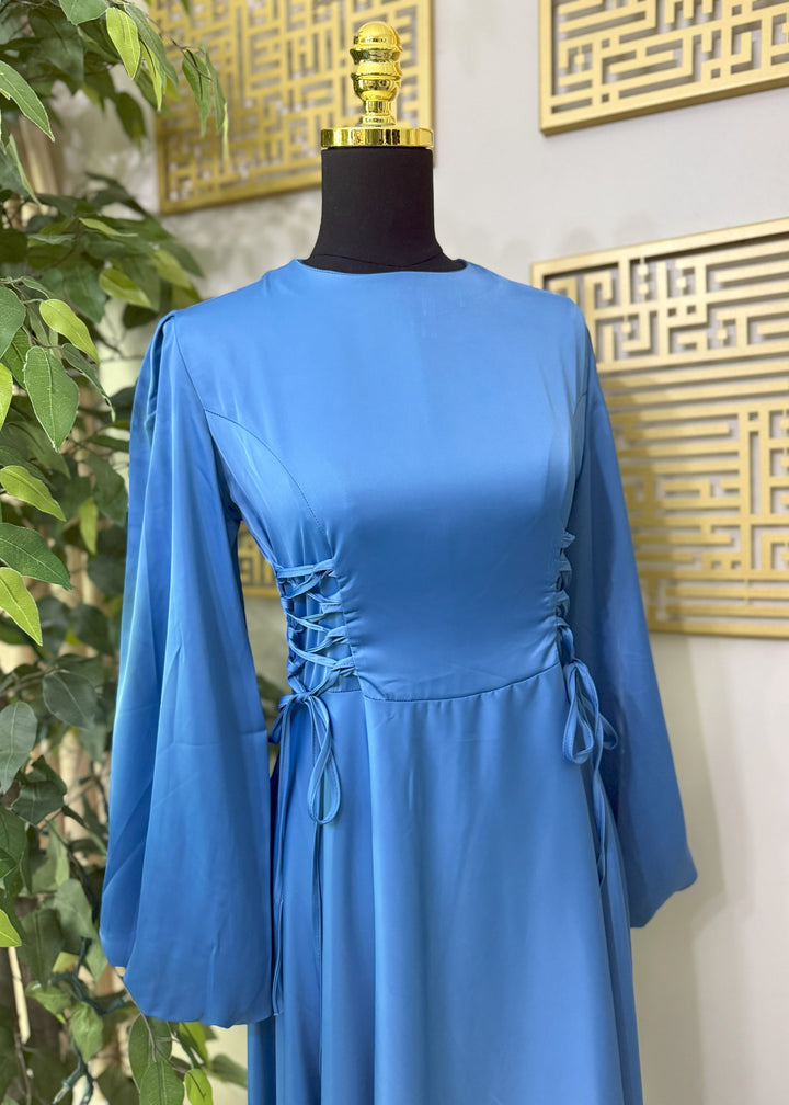 Celestial Blue Satin Dress