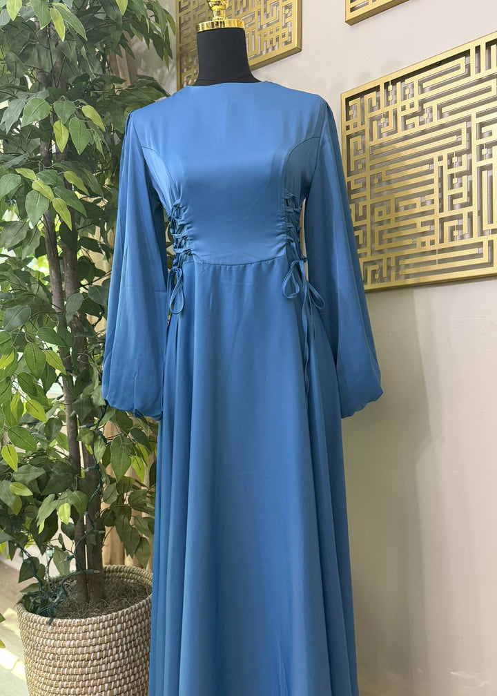 Celestial Blue Satin Dress