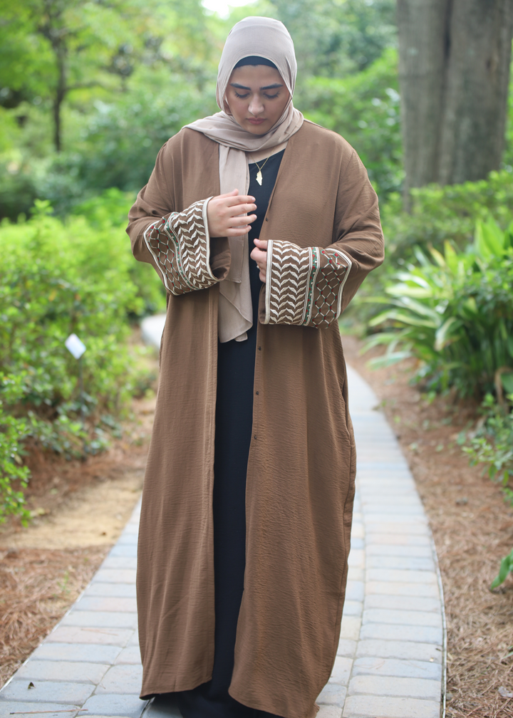 Mocha Brown Watermelon Kuffiyeh Abaya