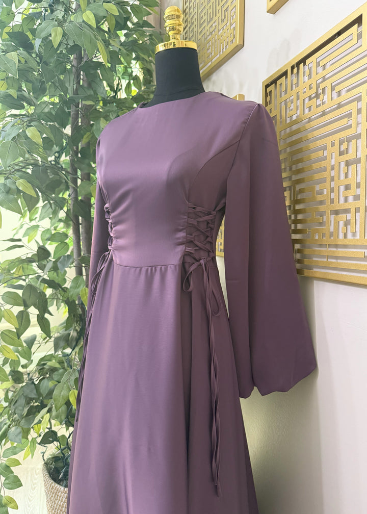 Moonlit Plum Satin Dress